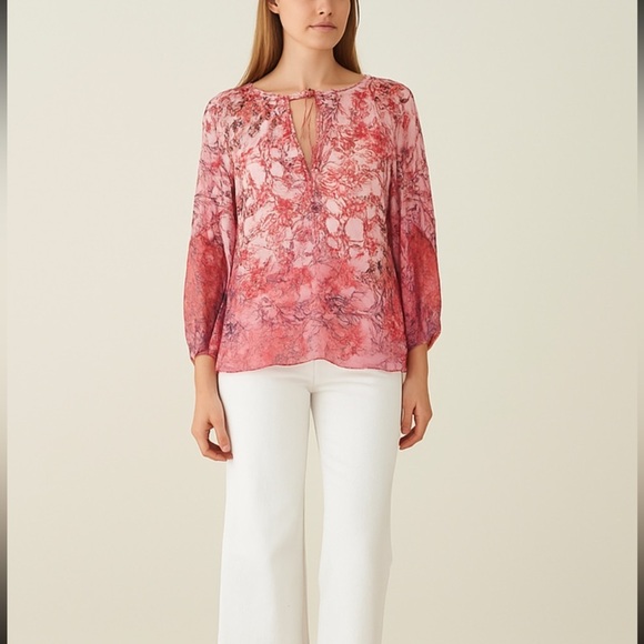 Crosby Ombré Mandala Pink Floral Sheer Top NWT Size XS - Picture 1 of 10